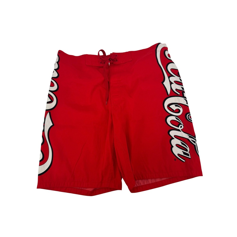 Coca-Cola Board Shorts Mens XL Red Graphic Logo Swim Trunks Americana Beachwear